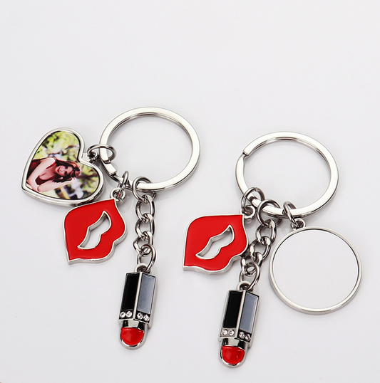 Sublimation Blank  lipstick key chains with insert in 2 shapes - SP Sublimation