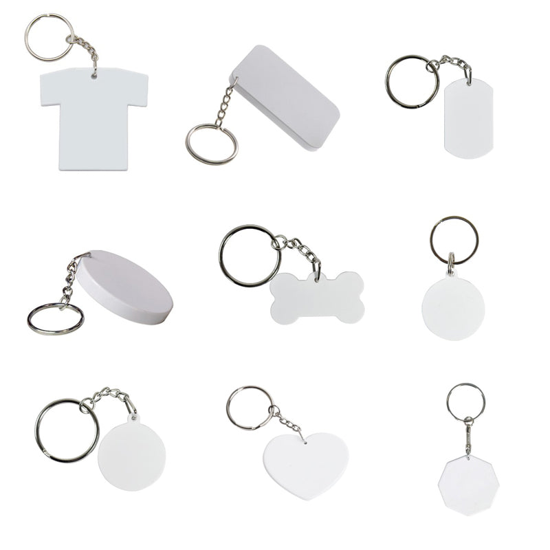 Sublimation Blank  Polymer Key Chains in Round Rectangle Heart Oval T shirt Bone Arc Octagon shapes - SP Sublimation