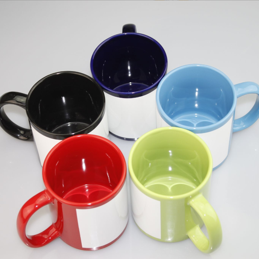 Sublimation  Blank  11oz  White Patch Color Mug in 5 Colors - SP Sublimation