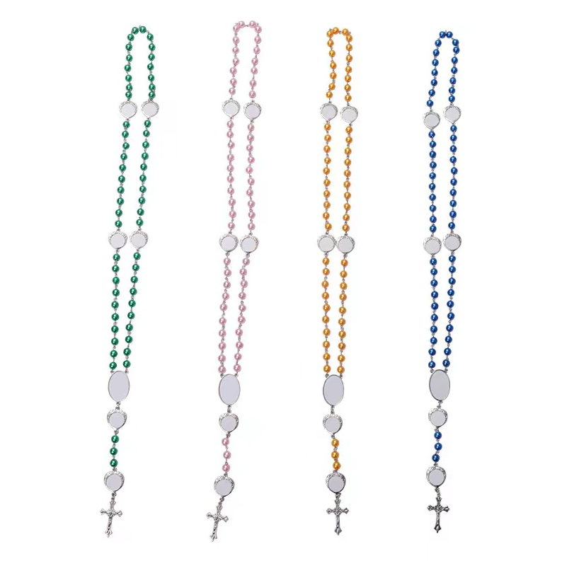 Rosary Cross Sublimation Blank Necklace with 7 Pics - SP Sublimation