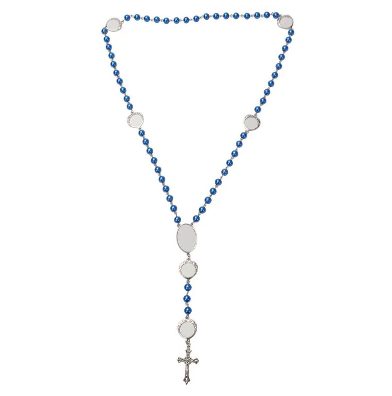 Rosary Cross Sublimation Blank Necklace with 7 Pics - SP Sublimation