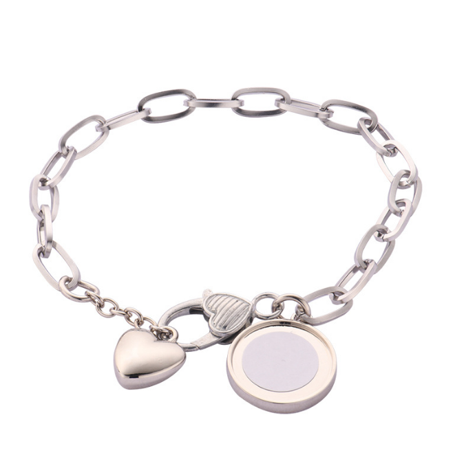 Sublimation Blank Heart Pendant Chain Bracelet - SP Sublimation