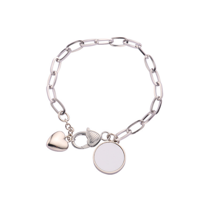 Sublimation Blank Heart Pendant Chain Bracelet - SP Sublimation